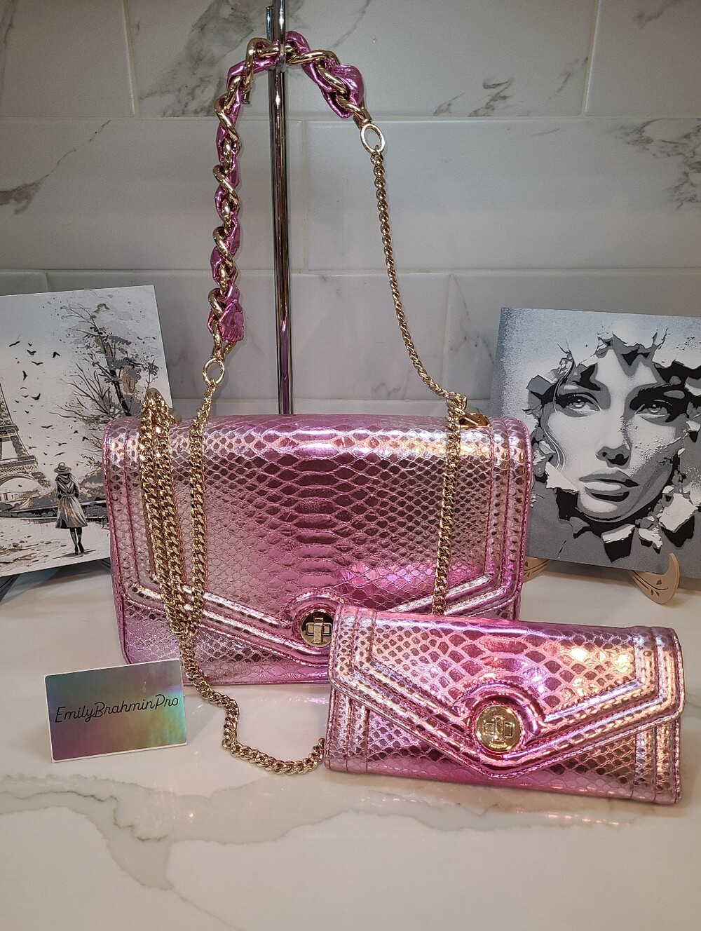 Brahmin Rose Water Akoni Rosalie With Matching Wallet